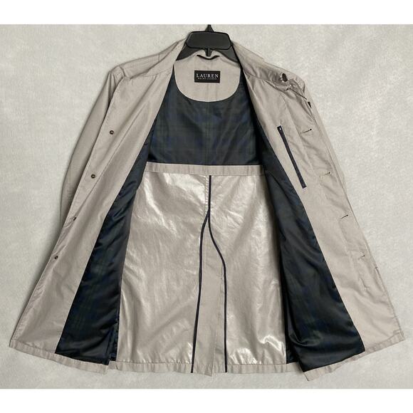 Lauren Ralph Lauren Men's 40 Short Raincoat Stanza Cream Brown Houndstooth NEW - Picture 7 of 11